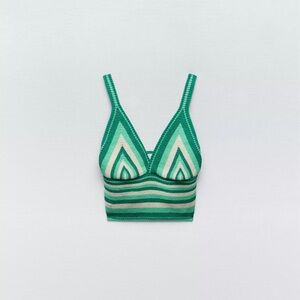 Zara Green Striped Knit Bralette